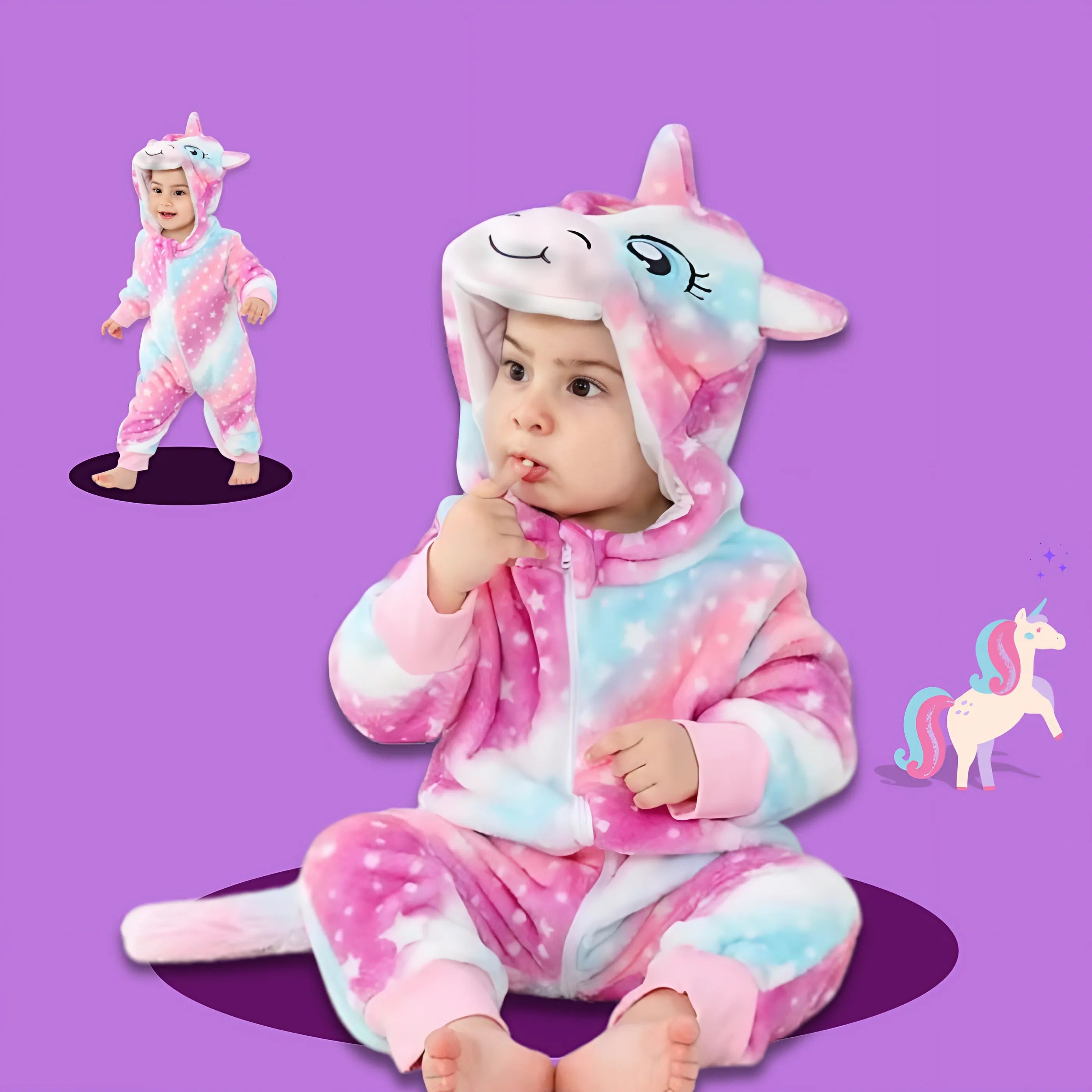 LittleBeats Pink/Blue Unicorn Onesie