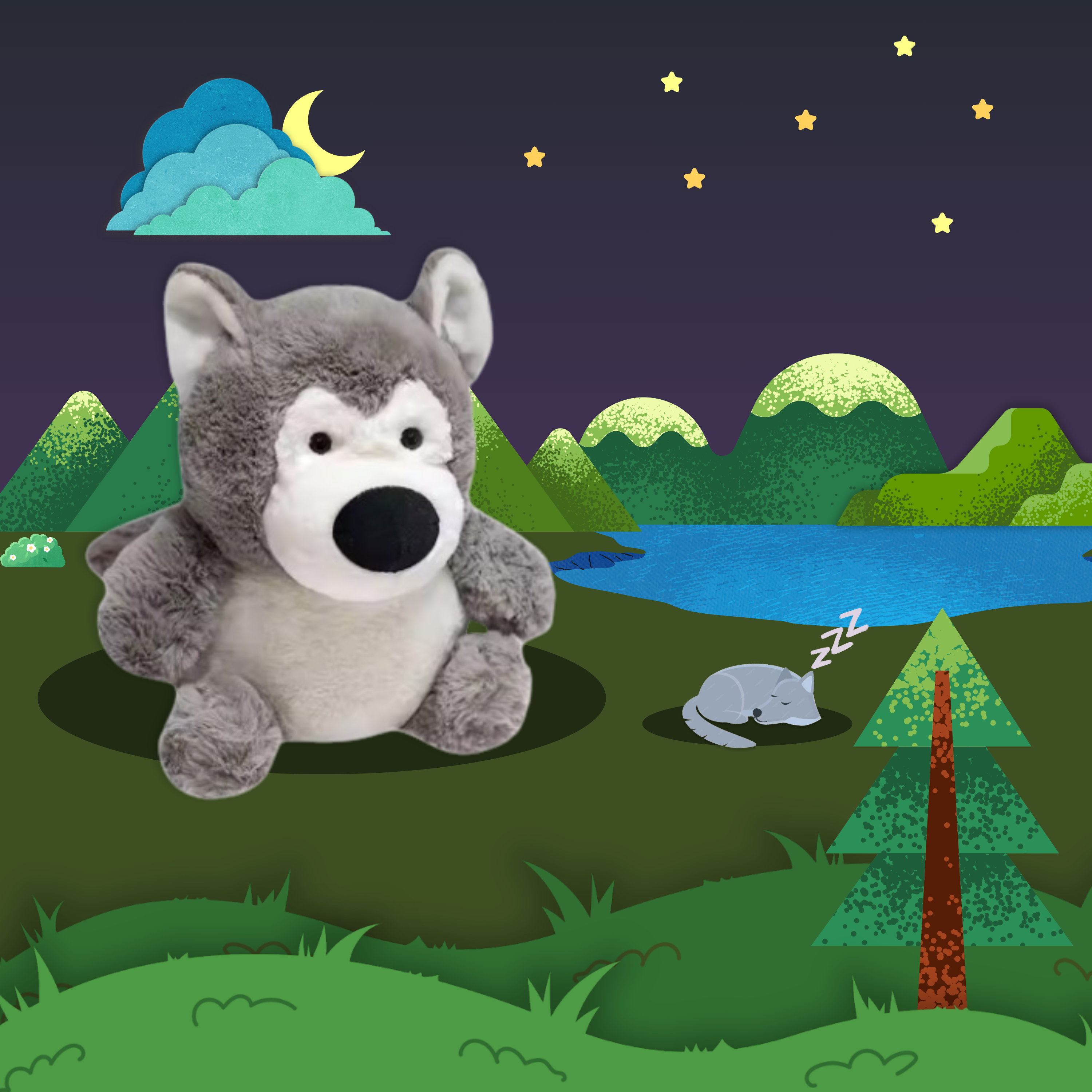 LittleBeats Wolf White Noise Plushie